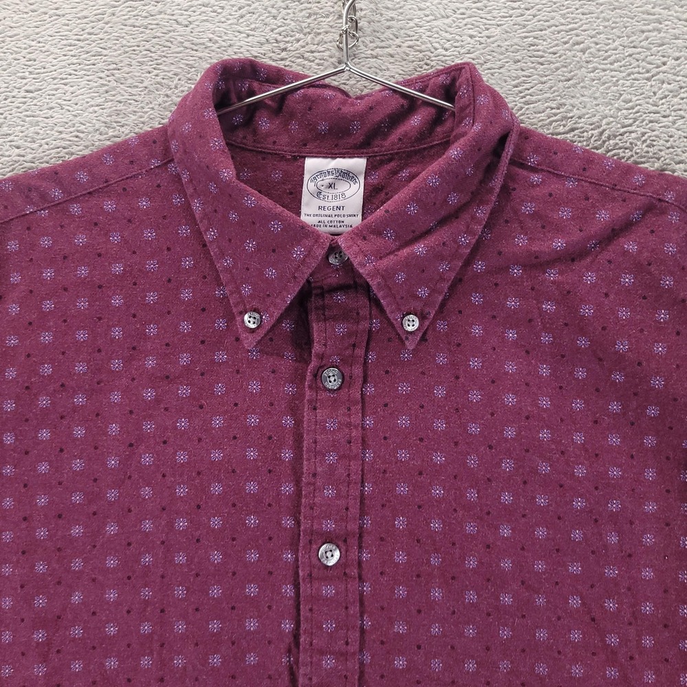 Brooks Brothers Shirt Mens XL Purple Floral Flannel Regent Button Down Oxford